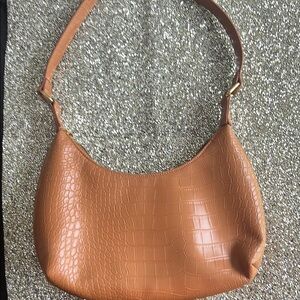 Wild Fable Tan Mini Bag with Crocodile Embossed Design